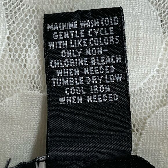 Alfani Off White Sheer Embroidered Neckline Pullover Blouse Top Size PM - Picture 8 of 12